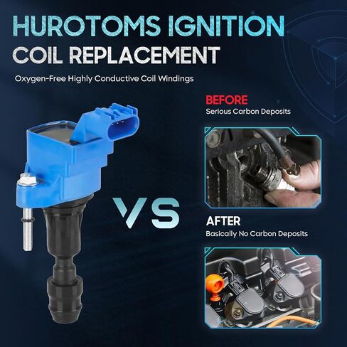 4PCS Ignition Coil Pack Compatible with Buick Lacrosse Regal Verano Pontiac G5 G6 Solstice GMC Saturn Aura Ion Sky Vue Captiva Equinox 2.4L 2.2L 2.0L, Replace UF491, Blue in Kuwait