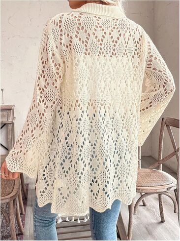GORGLITTER Women's Lightweight Sweater Summer Cardigan Long Sleeve Crochet Button Down Cardigans Sweaters in Saudi Arabia