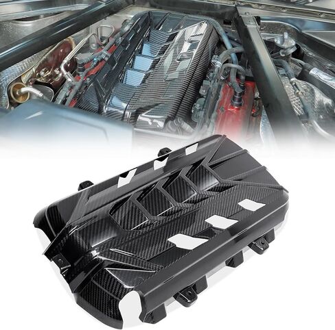 غطاء محرك من ألياف الكربون الحقيقي مناسب لخليج المحرك الأسود اللامع لـ 2020-2025 C8 Corvette in Kuwait