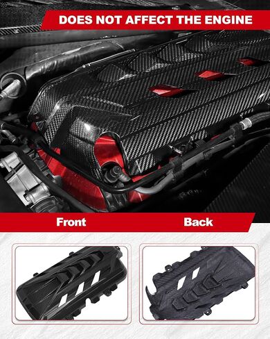 غطاء محرك من ألياف الكربون الحقيقي مناسب لخليج المحرك الأسود اللامع لـ 2020-2025 C8 Corvette in Kuwait