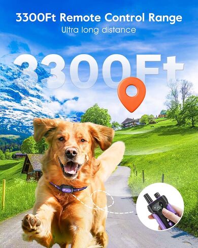 Dog Shock Collar,3300FT Dog Training Collar with Remote,IPX8 Waterproof E-Collar with Beep,Vibration,Shock,Flashing Light,Shock Lock Model,Rechargeable Electric Shock Collar for Dogs,Blue in Kuwait