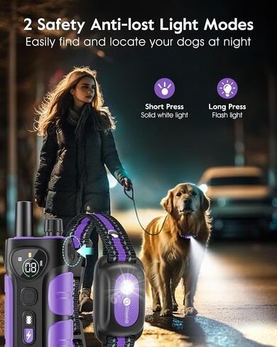Dog Shock Collar,3300FT Dog Training Collar with Remote,IPX8 Waterproof E-Collar with Beep,Vibration,Shock,Flashing Light,Shock Lock Model,Rechargeable Electric Shock Collar for Dogs,Blue in Kuwait