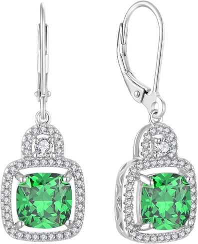 Birthstone Dangle Drop Earrings 925 Sterling Silver Padlock Leverback Earrings Jewelry Gifts for Women in Saudi Arabia