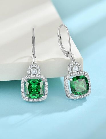 Birthstone Dangle Drop Earrings 925 Sterling Silver Padlock Leverback Earrings Jewelry Gifts for Women in Saudi Arabia