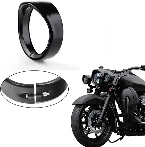 7 Inch Headlight VisorTrim Ring Compatible with Road King FLD FLHR Trike Parts Touring Bikes (Black) in Saudi Arabia