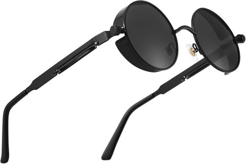Polarized Steampunk Sunglasses, UV Protection, Metal Frame, Outdoor Circle Shades in Kuwait