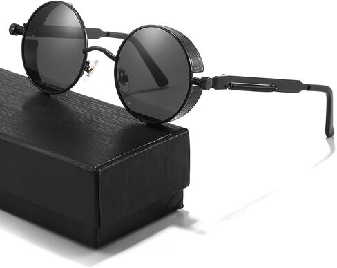 Polarized Steampunk Sunglasses, UV Protection, Metal Frame, Outdoor Circle Shades in Kuwait