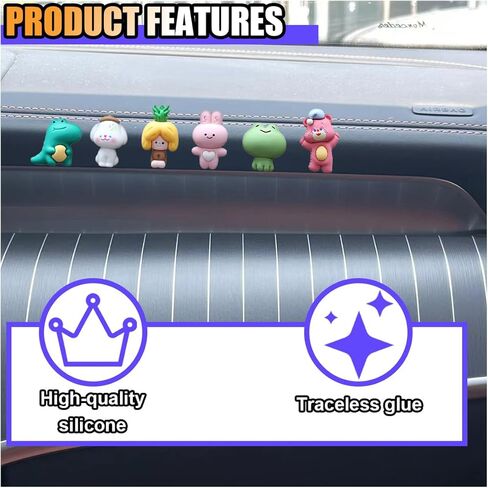 6PCS Car Navigator Screen Ornaments, Car Dashboard Ornaments, Funny Car Display Decoration, Car Interior Decoration Ornament Accessories for Women (Climbing Animals) in Kuwait