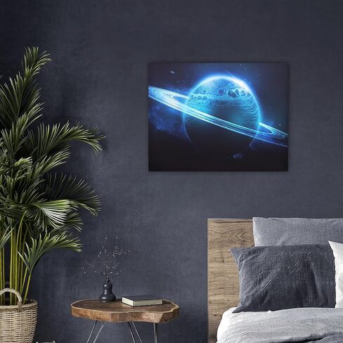 Riverbend Designs 12 x 16 Inch LED Light Up Space Canvas Print Wall Art, Saturn Rings in Saudi Arabia
