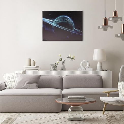Riverbend Designs 12 x 16 Inch LED Light Up Space Canvas Print Wall Art, Saturn Rings in Saudi Arabia