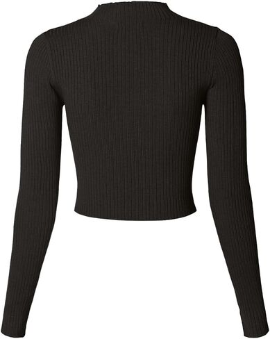 MixMatchy Women's Basic Long Sleeve Mock Neck Ribbed Sweater Fitted Crop Knit Pullover Tops in Saudi Arabia
