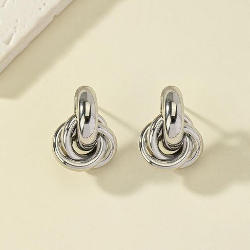Chunky Gold Knot Earrings for Women Gold Geometric Drop Dangle Earrings for Women New 18K Chunky Trendy Knot Stud Small Twisted Link Earring Cute Knot Earrings Statement Stud Earrings Trendy Jewelry Gift in Saudi Arabia