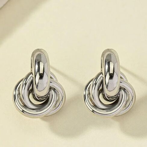 Chunky Gold Knot Earrings for Women Gold Geometric Drop Dangle Earrings for Women New 18K Chunky Trendy Knot Stud Small Twisted Link Earring Cute Knot Earrings Statement Stud Earrings Trendy Jewelry Gift in Saudi Arabia