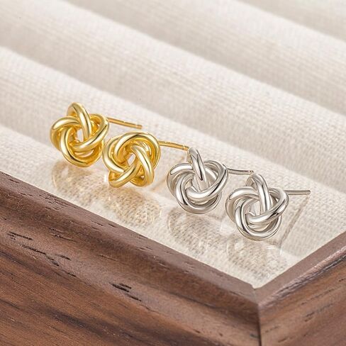 Chunky Gold Knot Earrings for Women Gold Geometric Drop Dangle Earrings for Women New 18K Chunky Trendy Knot Stud Small Twisted Link Earring Cute Knot Earrings Statement Stud Earrings Trendy Jewelry Gift in Saudi Arabia