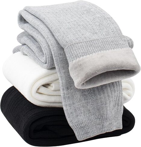 Looching Toddler Girls Fleece Lined Leggings Baby Winter Warm Cotton Thick Thermal Velvet Knit Tights Pants for 2-5T Kids in Saudi Arabia