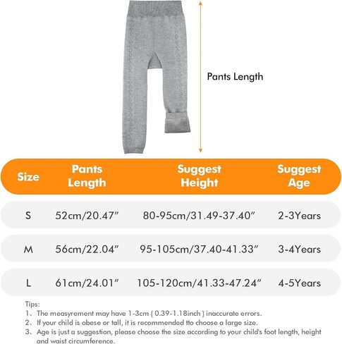 Looching Toddler Girls Fleece Lined Leggings Baby Winter Warm Cotton Thick Thermal Velvet Knit Tights Pants for 2-5T Kids in Saudi Arabia