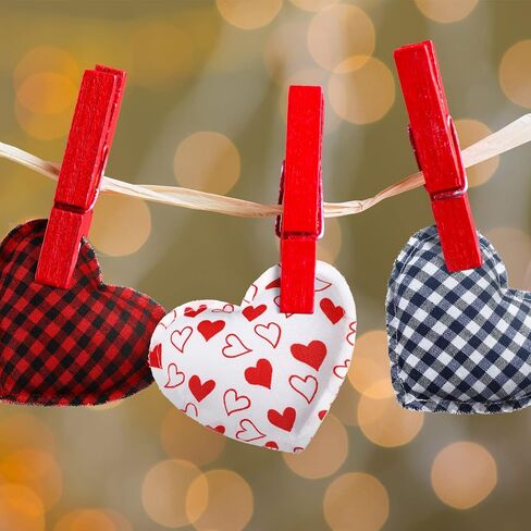 12 Pieces Heart Shaped Fabric Hanging Ornaments Wedding Ornaments for Tree Buffalo Check Heart Decorations Valentine's Day Party DIY Crafts,4 Inch (Simple Style,) in Saudi Arabia