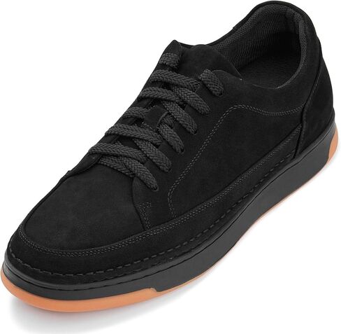 CALTO Men's Invisible Height Increasing Elevator Shoes - Noir Suede/Black & Gum Sole Premium Suede Leather Lace-up Fashion Sneakers - 2.6 Inches Taller - Y7933 - Size 9 D(M) US in Kuwait