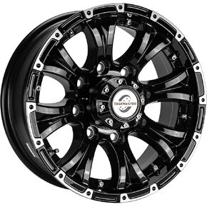 TASKMASTER Viking Series Machined Lip Gloss Black Aluminum HD Trailer Wheel with Chrome Cap - 16in x 6.5in 8 On 6.5-4450 LB Load Carrying Capacity - 0 OffsetTrailer Use Only