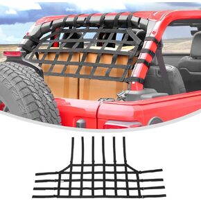 Linskip Heavy Duty Cargo Net Compatible with 2007-2017 Jeep Wrangler JK JKU 4Door, Trunk Divider Net for Jeep JK Exterior Accessories(Black)