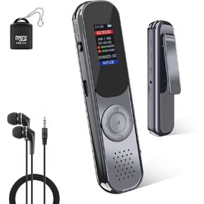 64GB Digital Voice Recorder MP3 Playback Axismink Long Time Recording Device Dual Microphone Noise Canceling Chip Portable for Lecture Classroom Meeting Interview A-B Repeat Speaker Player Passwords