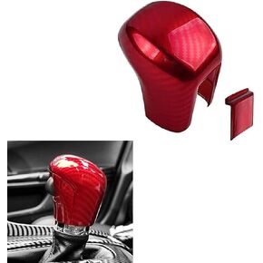 1 PC Car Central Control Gear Shift Head, Carbon Fiber Texture Decorated Transmission Shift Knob Cover, Patch Glossy Texture Tnterior Accessories, Compatible with 16th-20th Civic (Red)