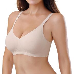 Wireless Bra Seamless Lace Jacquard No Underwire Bras for Women Full Coverage V Neck Comfortable Bralette in Kuwait