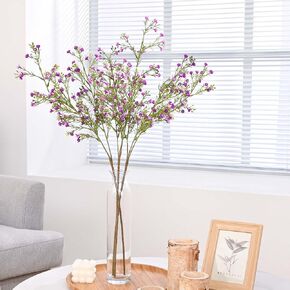 Dolicer Babys Breath Artificial Flowers, 3 Pcs Fake Baby Breath Flowers Artificial Bulk, 27.5’’ Long Stem Faux Gypsophila Flowers for Floral Arrangement Party Centerpieces Table Home Decor (White)