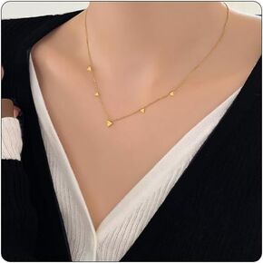 Gold Bow Necklace Dainty Bow Necklace for Women Tiny Cute Bow Pendant Station Necklaces for women 18K Gold Plated Stainless Steel Lucky 4 Leaf Pendant Jewelny