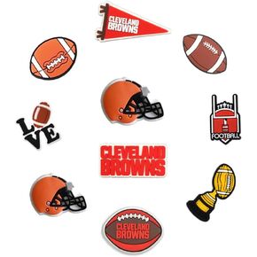 10PC Shoe Charms for crocs clogs Decoration, Team Charms for Browns sports fans