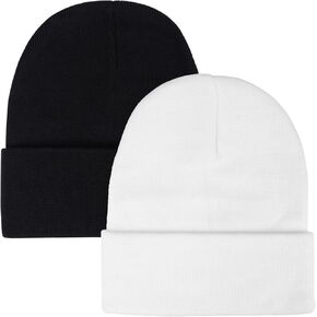 Classic Knit Cuffed Beanie Hat Winter Warm Skull Cap Stocking Cap 2 Pack for Women Men