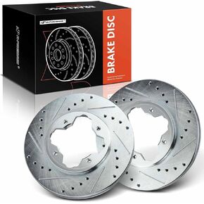 A-Premium 10.22 inch (259.5mm) Rear Drilled and Slotted Disc Brake Rotors Compatible with Select Honda and Acura Models - Accord 1990-1997, CL 1997, L4 2.2L, 2-PC Set
