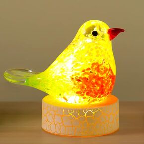 Ornalrist Handmade Glass Birds Figurines Home Decor, Hand Blown Bird Gifts for Animal Bird Lovers Women with Warm Lights Birds Decor Statue