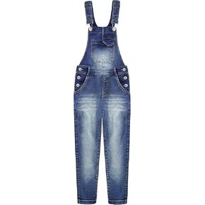 KIDSCOOL SPACE Girls Denim Overalls,12M-14T Stretch Denim Jeans Dungarees Pants