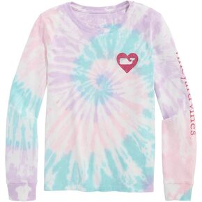 vineyard vines Girls' Valentine's Day Swirl Tie Dye Long-Sleeve Tee