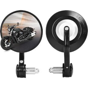 Bar End Mirrors for Motorcycles,Rearview Handlebar Mirrors Motorcycle Bar End Mirrors Bar End Motorcycle Handlebar End Mirrors Bike Handlebar Mirrors for E-bike, Scooters ATV,Round ﻿