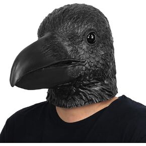 Raven Mask Black Crow Latex Animal Full Head Mask Bird Mask Costume Halloween Party Props Carnival Cosplay