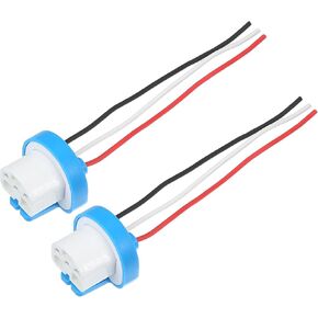 2 Pcs Universal 9004 9007 Car Bulb Socket - Auto Halogen Light Wiring Harness Connector Pigtail Plug - Metal Plastic White