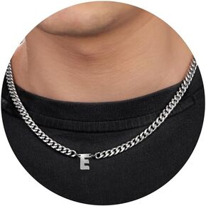 Initial Necklace for Men Letter Necklace Chain with Initial Mens Jewelry Silver Black Gold Necklace Birthday Christmas Graduation Gifts for Men Boyfriend Dad Brother Husband in Kuwait