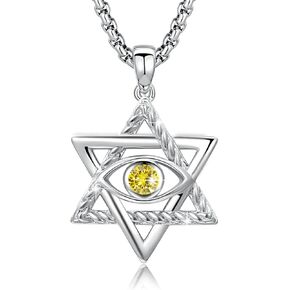 CUOKA MIRACLE Star of David Evil Eye Necklace 925 Sterling Silver Birthstone Pendant Necklace Greek Protection Jewelry Amulet Demon Eye Birthday Gift for Women Men in Kuwait