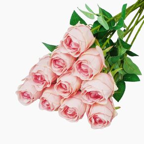 10pcs Artificial Silk Rose Flowers with Long Stem Real Looking Fake Roses for DIY Wedding Bouquet Table Centerpiece Faux White Roses for Bridal Shower Arrangements in Saudi Arabia