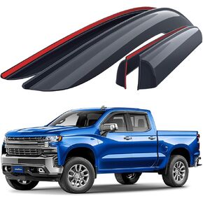 Goodyear Shatterproof Window Deflectors for Trucks Chevrolet (Chevy) Silverado/GMC Sierra 2019-2025 Double Cab, Tape-on Rain Guards, Vent Deflector, Vent Visor, Truck Accessories, 4pcs-GY003220LPf2