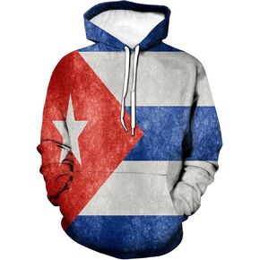 Unisex Long Sleeve Hooded Sweatshirt Cuba Cuban Flag Sweatshirt Hoodies