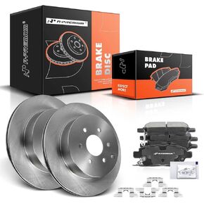 A-Premium 12.1 inch (307mm) Rear Vented Disc Brake Rotors + Ceramic Pads Kit Compatible with Select Nissan Models - Pathfinder 2005 2006 2007 2008 2009 2010 2011 2012, 6-PC Set
