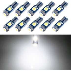1797 T5 LED Bulb Dashboard Dash Lights White 6000K 3030 SMD Wedge Base for Car Truck Instrument Indicator Air Conditioning AC Lamp Auto Interior Accessories Kit Bright 12V 1W Pack of 10