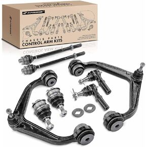 A-Premium Set of 8, Upper Control Arm, Lower Ball Joint, Inner Outer Tie Rod End, Compatible with Chevrolet Silverado 2500/3500 HD 2011-2019, GMC Sierra 2500/3500 HD 2011-2019