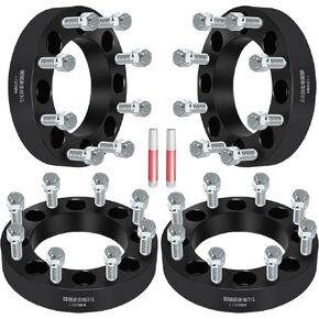 8x6.5 to 8x180 Wheel Spacers, 8x165.1mm to 8x180mm for Chevrolet Silverado 2500HD/3500HD for GMC Sierra/Yukon XL, 1.5" Wheel Adapters with 14x2 Studs130mm Bore 4Pcs Black