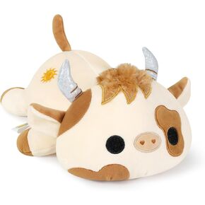 Onsoyours Cute Cow Plushie, Soft Highland Cow Stuffed Animal Hugging Squishy Pillow, Scottish Cow Plush Toy Gift for Kids