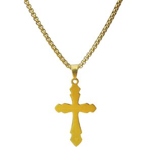 Cross necklace for men, Stainless Steel with 18K Gold Plating, Gold Cross Necklace
