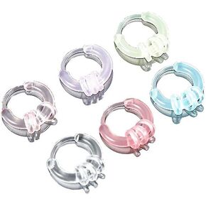 6 Pairs Plastic Earrings for Sensitive Ears & Nose,Clear Earrings Translucent Stud Earring Posts Cute Silicone Hoop Hypoallergenic Earrings for Women Multipack Set Blank Pin